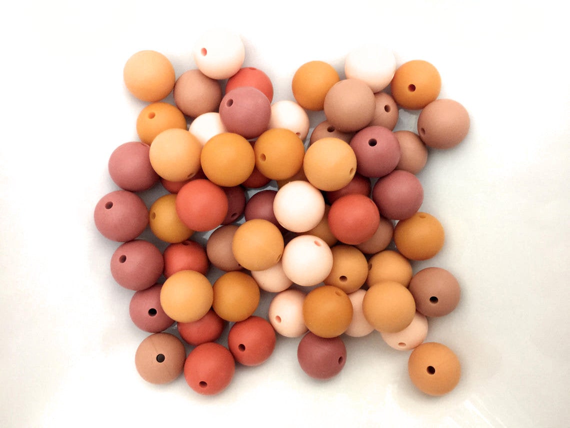 60 Bulk Silicone Beads - Oranges