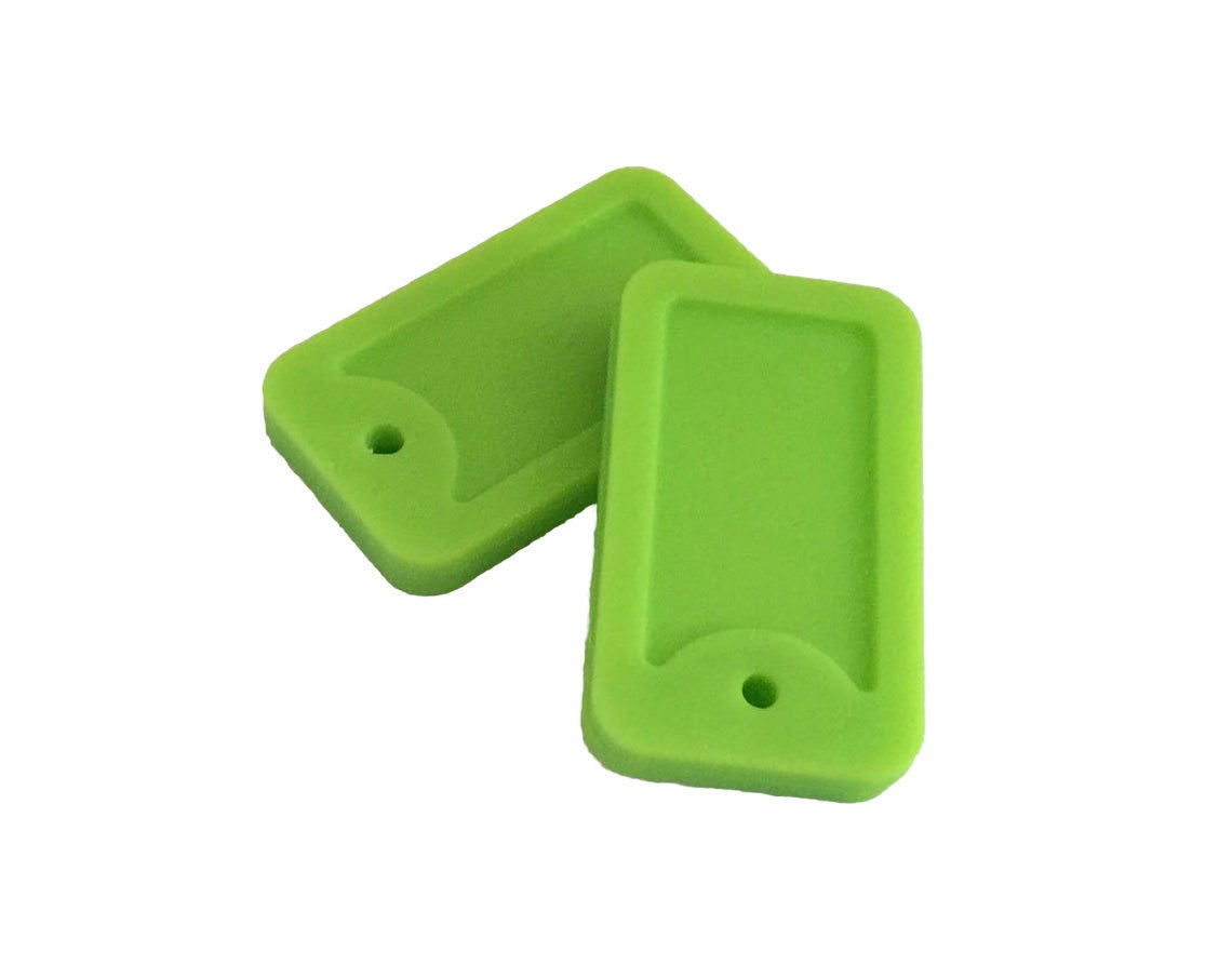 Silicone Dog Tags - Set of 2 - Chartreuse on Coordinating Cord with Clasp