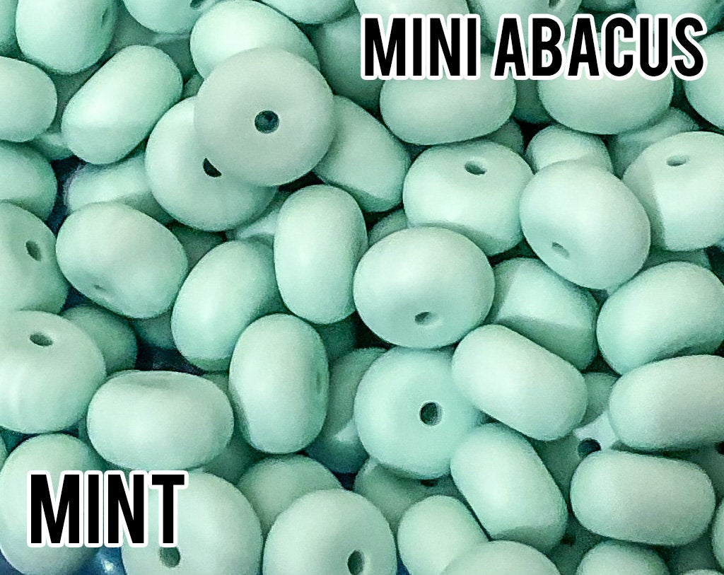 Mini Abacus Mint Silicone Beads (aka Light Green, Pastel Green)