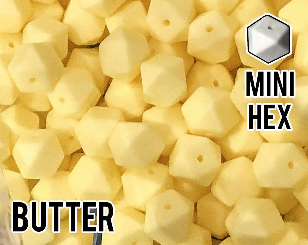 Mini Hexagon Butter Silicone Beads (aka Cream Yellow, Light Yellow, Pastel Yellow)