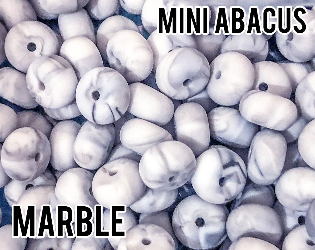 Mini Abacus Marble Silicone Beads (aka Grey Marble)