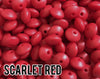 Small Abacus Lentil Saucer Silicone Beads in Red - 12 mm x 7 mm