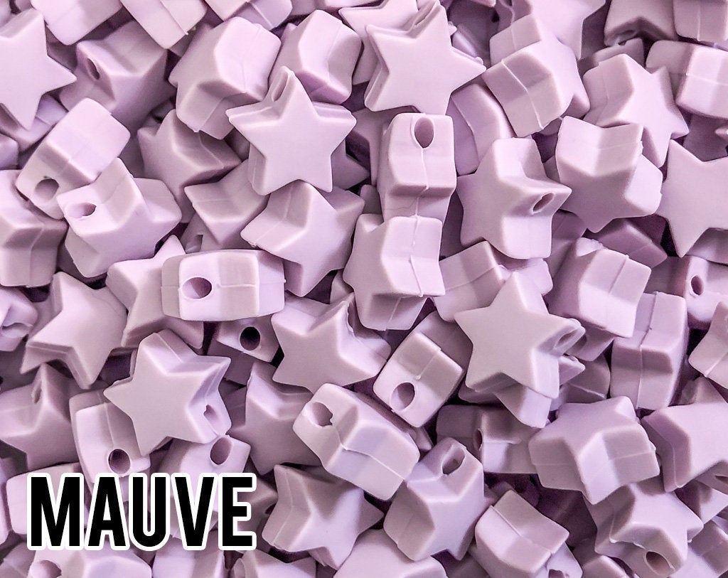 Mini Mauve Star Silicone Bead (aka Lilac, Pastel Purple, Light Purple)