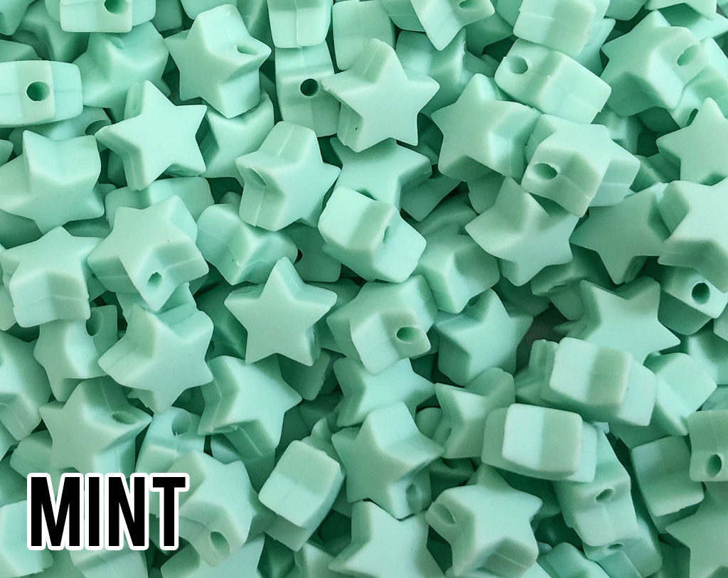 Mini Mint Star Silicone Bead (aka Pastel Green, Light Green)