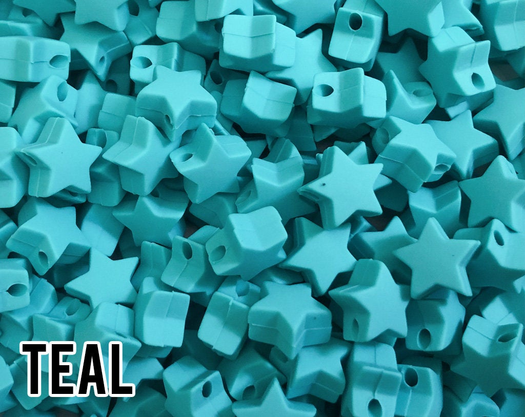Mini Teal Star Silicone Bead (aka Turquoise)