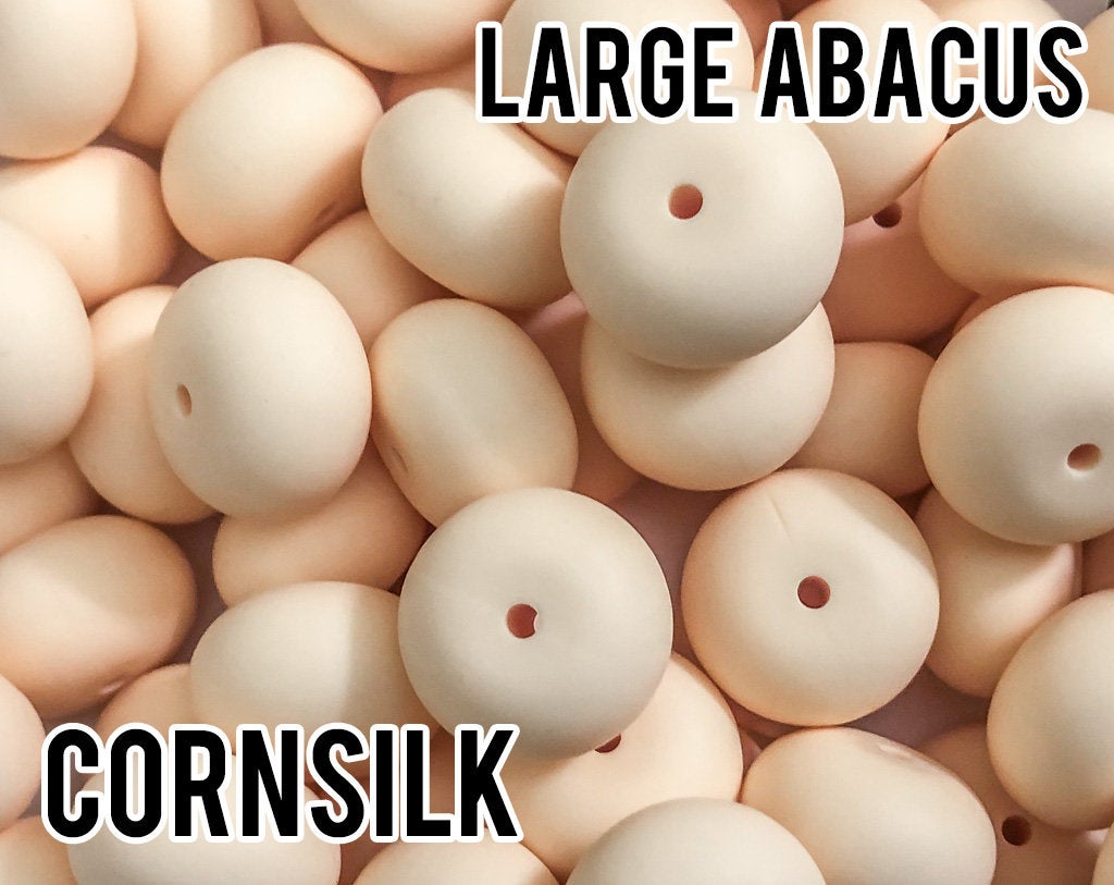 23 mm Cornsilk Large Abacus Silicone Beads 5-100