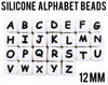 A-Z Silicone Alphabet Cube Beads - 12 mm square