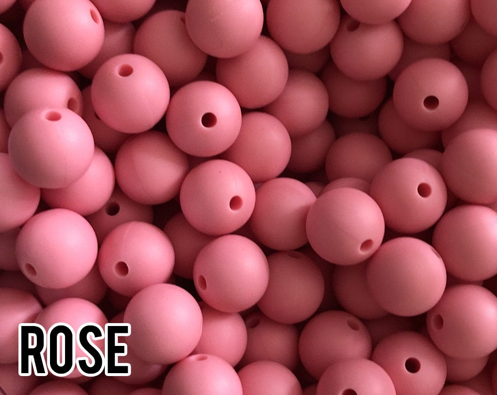9 mm Round  Round Rose Silicone Beads (aka Bright Pink, Medium Pink)