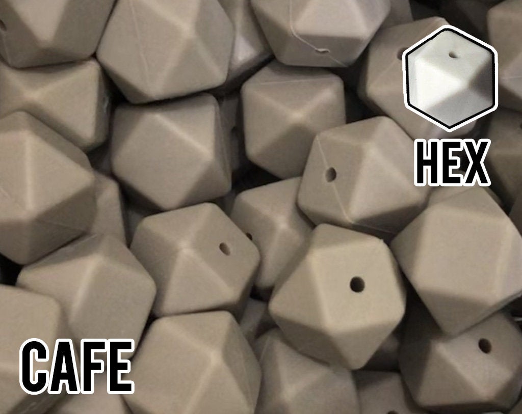 17 mm Hexagon Cafe Silicone Beads (aka Light Brown, Tan)