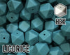17 mm Hexagon Licorice Silicone Beads (aka Medium Teal, Turquoise)