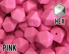 17 mm Hexagon Pink Silicone Beads