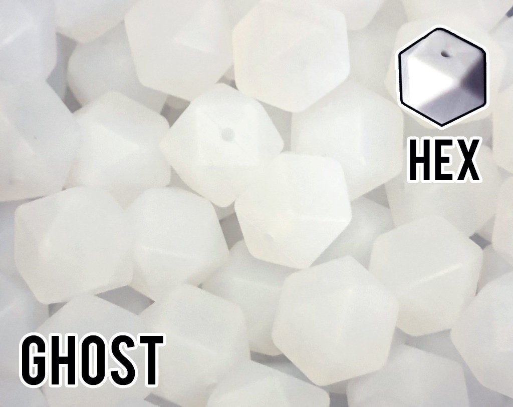 17 mm Hexagon Ghost Silicone Beads (aka Clear, Translucent)