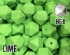 17 mm Hexagon Lime Silicone Beads (aka Light Green, Bright Green)