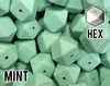 17 mm Hexagon Mint Green Silicone Beads (aka Light Green, Pastel Green)