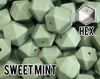 17 mm Hexagon Sweet Mint Silicone Beads (aka Dusty Mint Green)