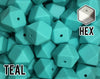 17 mm Hexagon Teal Silicone Beads (aka Turquoise)