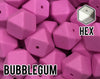 17 mm Hexagon Bubblegum Silicone Beads (aka Opera Pink)