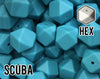 17 mm Hexagon Scuba Silicone Beads (aka Bright Teal, Turquoise)