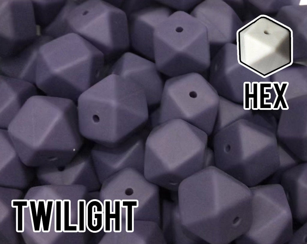 17 mm Hexagon Twilight Silicone Beads (aka Purple, Navy)