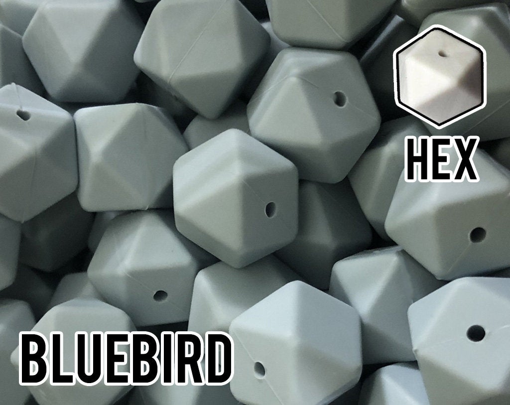 17 mm Hexagon Bluebird Silicone Beads (aka Light Blue, Pastel Blue)