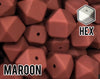 17 mm Hexagon Maroon Silicone Beads (aka Terra)