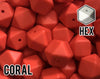 17 mm Hexagon Coral Silicone Beads (aka Orange Coral, Strawberry)
