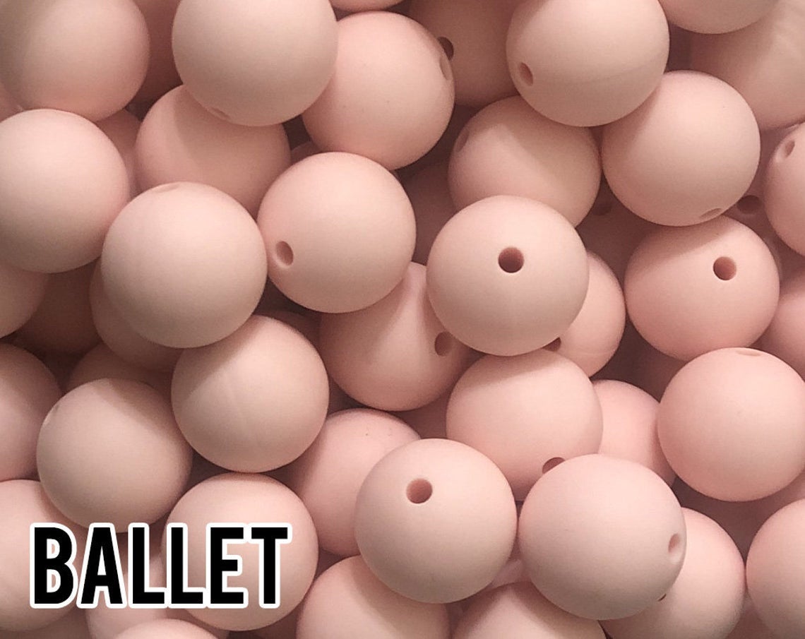 15 mm Round Ballet Silicone Beads (aka Light Pink, Pastel Pink)