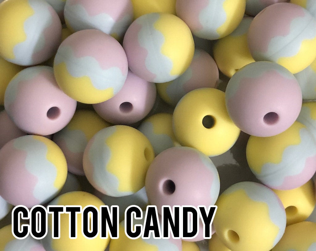 15 mm Cotton Candy Layered Silicone Beads - Lavender, Bluebell, and Butter