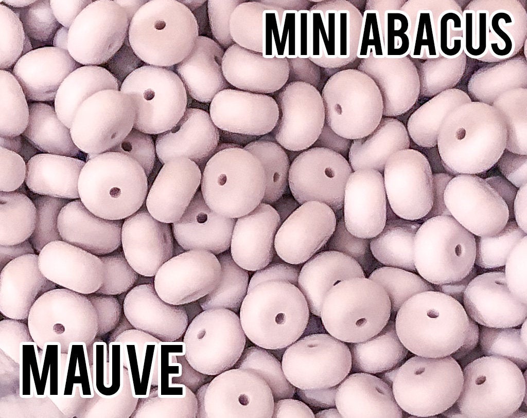 Mini Abacus Mauve Silicone Beads (aka Lilac Purple, Light Purple, Pastel Purple)