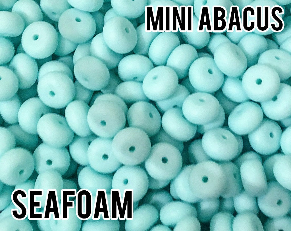 Mini Abacus Seafoam Silicone Beads (aka Blue Green, Light Teal)