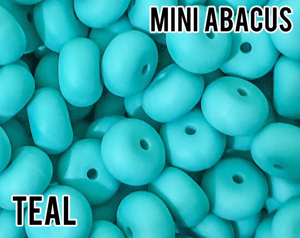 Mini Abacus Teal Silicone Beads (aka Turquoise Green)