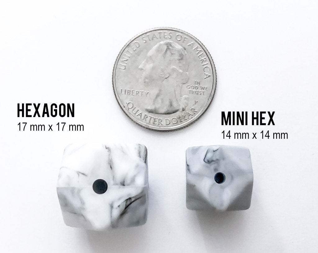 Mini Hexagon Grey Silicone Beads (aka Dim Grey, Gray)
