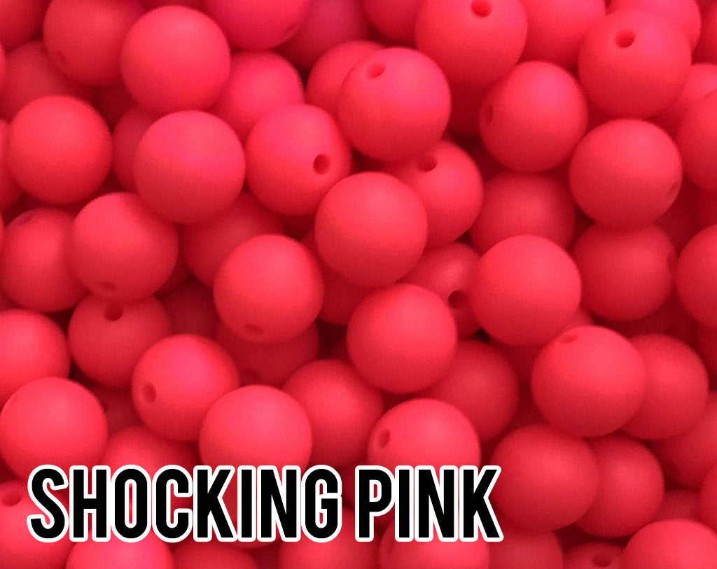 12 mm Round  Shocking Pink Silicone Beads 5-100 (aka Bright Pink, Magenta, Hot Pink, Neon Pink) Silicone Beads Wholesale Silicone Beads