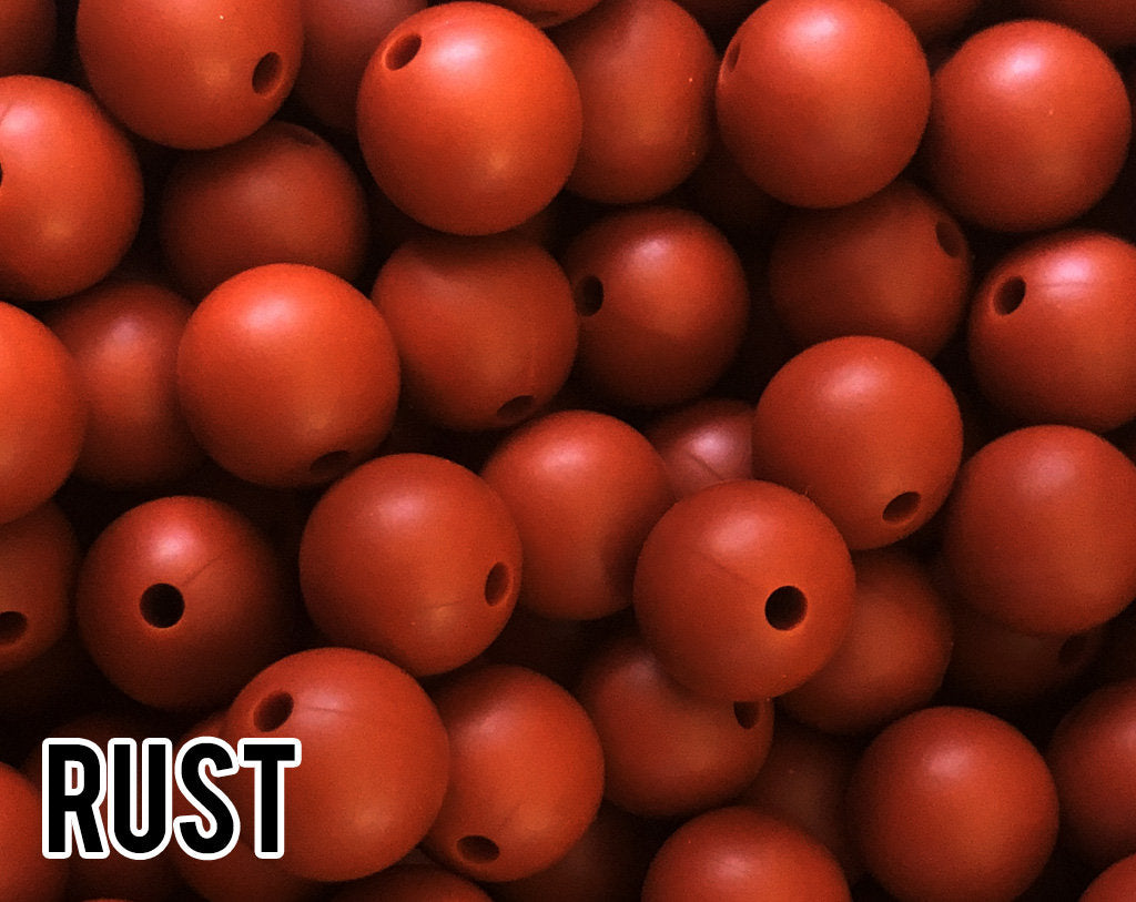 12 mm Round  Rust Silicone Beads 10-1,000 (aka Dark Red, Brick Red) Silicone  -  Beads Wholesale Silicone Beads