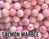 12 mm Round  Salmon Marble Silicone Beads 5-1,000 (aka Watermelon, Light Coral) Geometric Bead - Bulk Silicone Beads Wholesale - DIY Jewelry