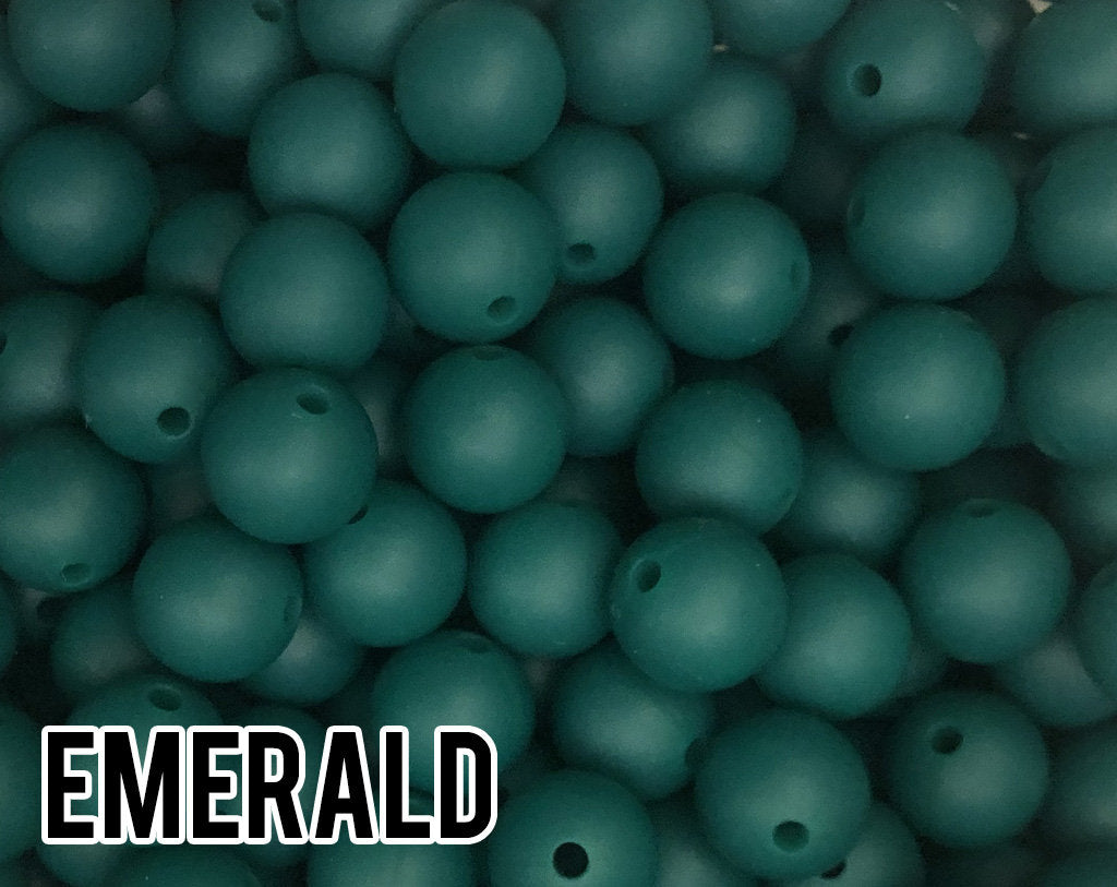 9 mm Round  Emerald Silicone Beads 10-1,000 (aka Dark Green, Jewel Green, Jade) Silicone Beads Wholesale Silicone Beads