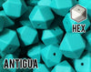 17 mm Hexagon Antigua Silicone Beads 5-1,000 (aka Emerald, Teal, Aquamarine) Geometric Bead - Bulk Silicone Beads Wholesale - DIY Jewelry