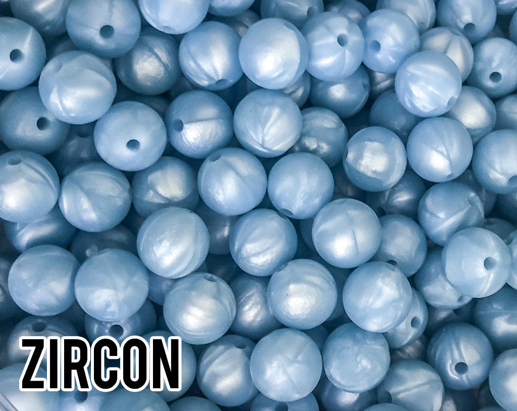 15 mm Zircon Silicone Beads 5-1,000 (aka Metallic Wedgewood, Metallic Blue)