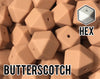 17 mm Hexagon Butterscotch Silicone Beads 5-1,000 (aka Tan, Camel, Light Brown) Geometric Bead
