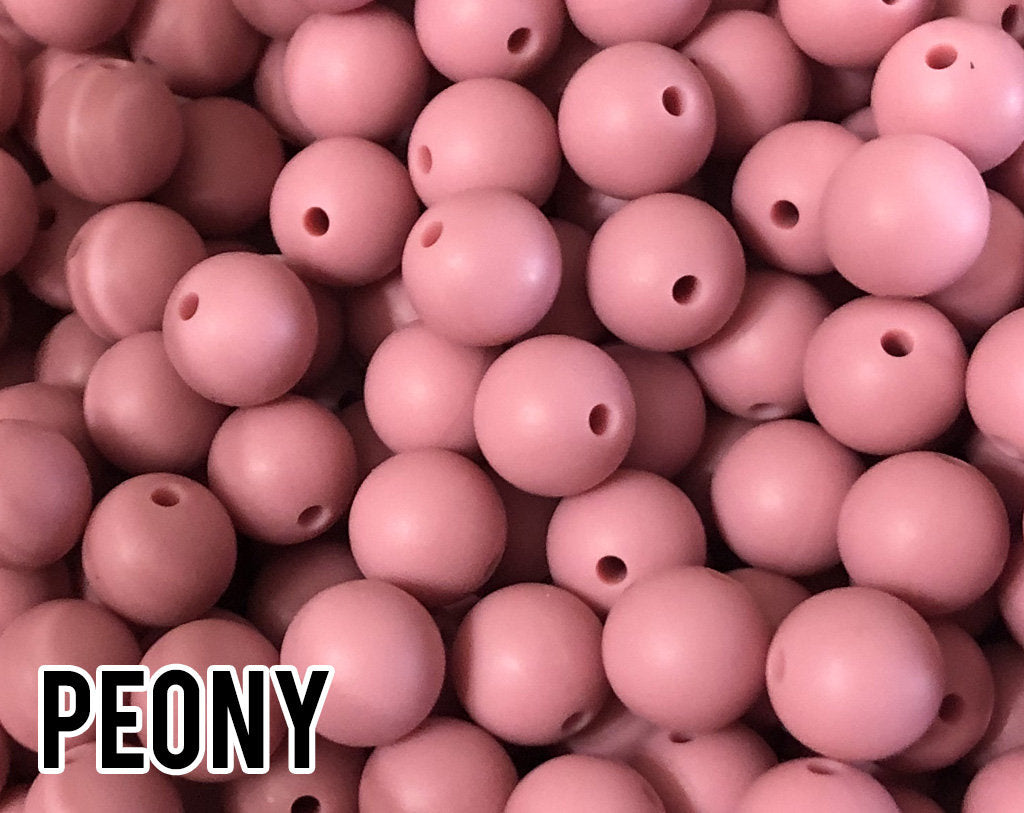 9 mm Round  Peony Silicone Beads 5-1,000 (aka Medium Pink, Blush Pink, Rose) Silicone Beads Wholesale Silicone Beads