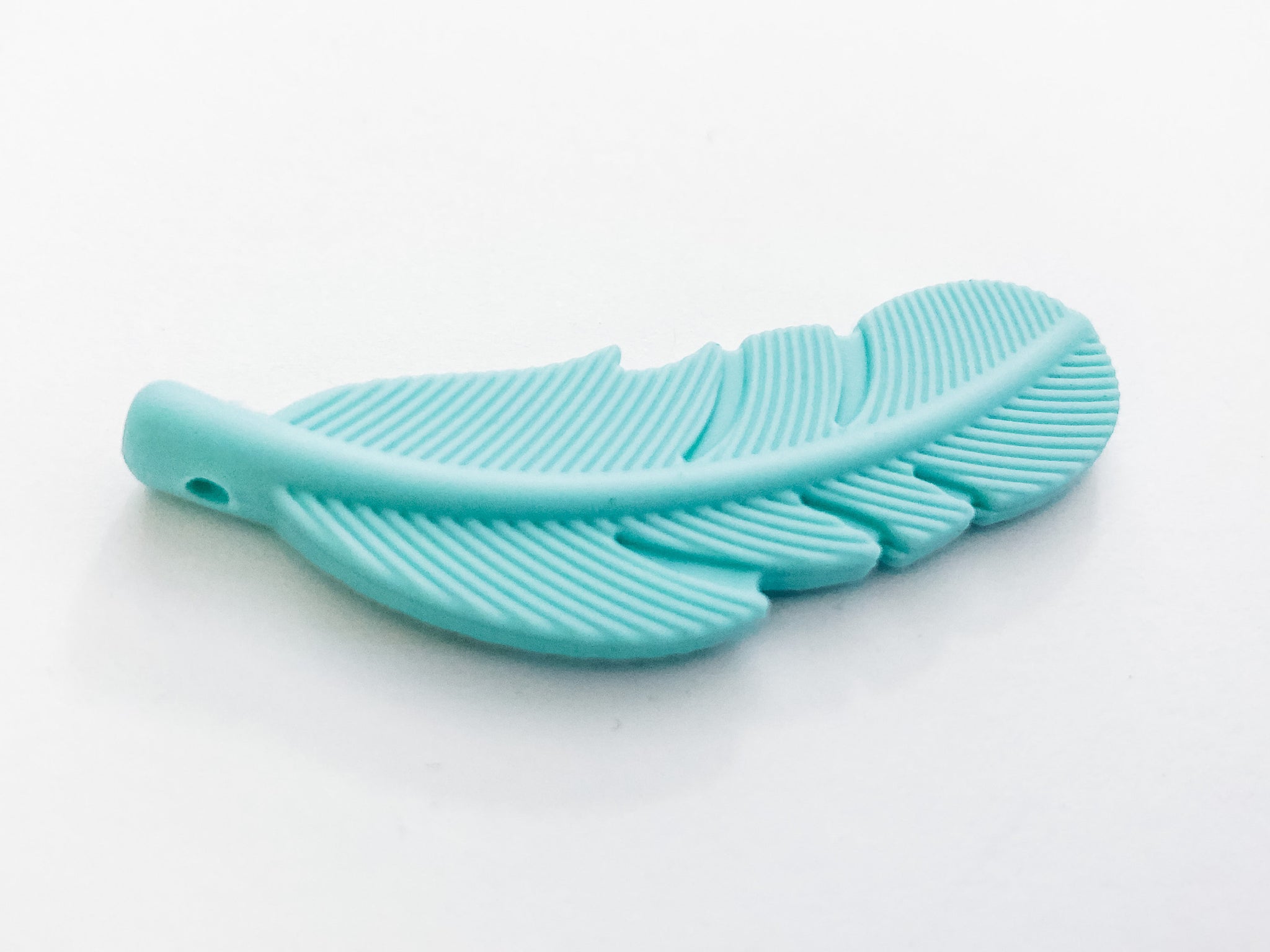 Ice Silicone Feather Pendant Beads - Blue Teal - Bulk Silicone Beads Wholesale - DIY Jewelry