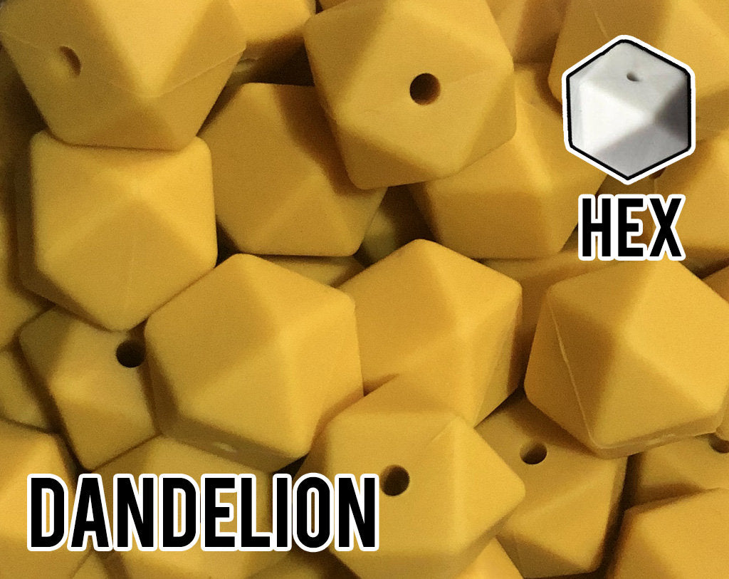 17 mm Hexagon Dandelion Silicone Beads 5-1,000 (aka Medium Yellow, Pineapple) Silicone Beads Wholesale Silicone Beads