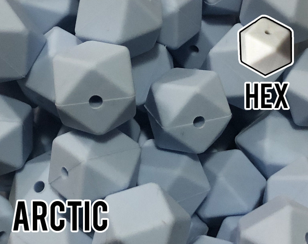 17 mm Hexagon Arctic Silicone Beads 5-1,000 (aka Light Blue, Pastel Blue, Ice Blue) Silicone Beads Wholesale Silicone Beads