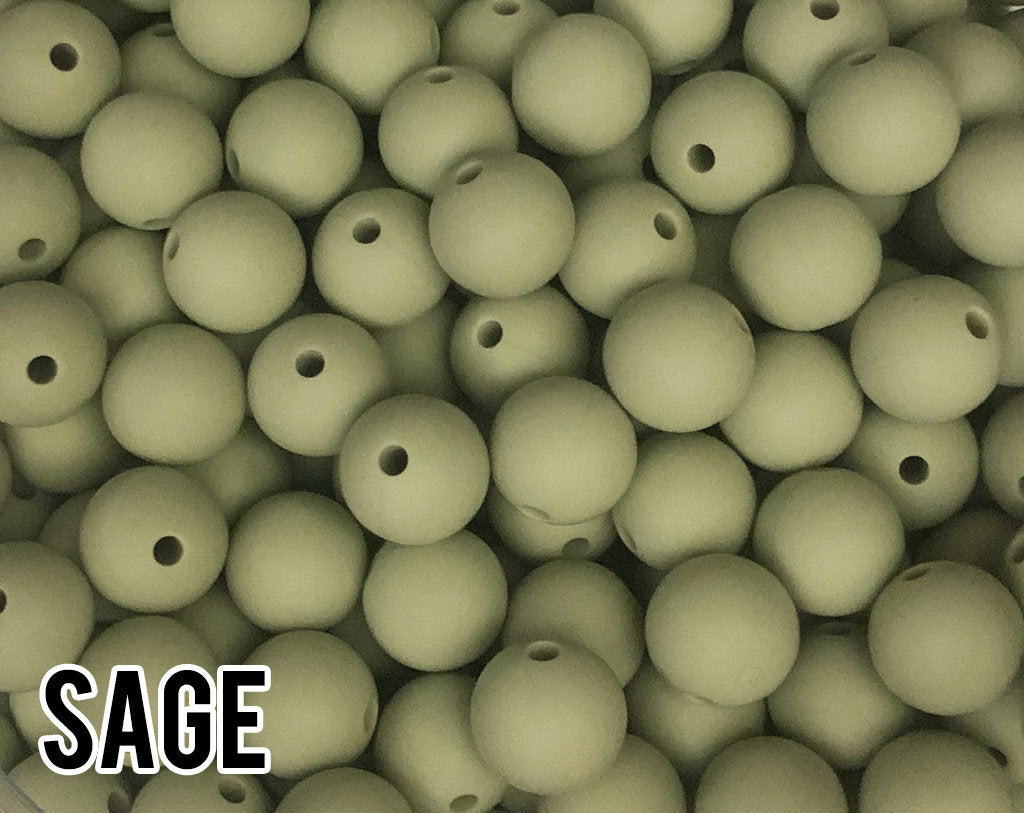 9 mm Round  Sage Silicone Beads 10-1,000 (aka Lint, Dusty Green, Muted Green) Silicone Beads Wholesale Silicone Beads