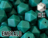 17 mm Hexagon Emerald Silicone Beads 5-1,000 (aka Dark Green, Jewel Green, Jade) Silicone Beads Wholesale Silicone Beads