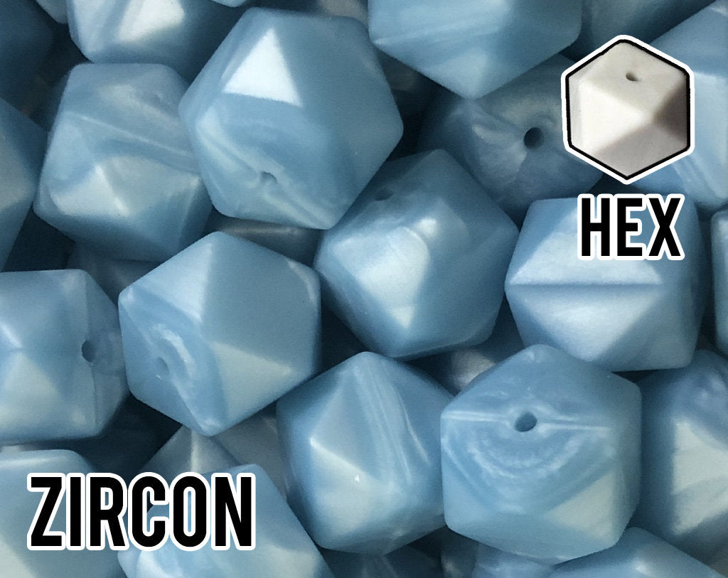 17 mm Hexagon Zircon Silicone Beads 5-1,000 (aka Metallic Wedgewood Metallic Blue)