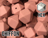 17 mm Hexagon Chiffon Silicone Beads 5-1,000 (aka Med Pink, Blush, Rose Dawn) Geometric Bead - Bulk Silicone Beads Wholesale - DIY Jewelry