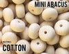 Mini Abacus Cotton Silicone Beads 5-1,000 (aka off white, ivory, white, neutral) Bulk Silicone Beads Wholesale