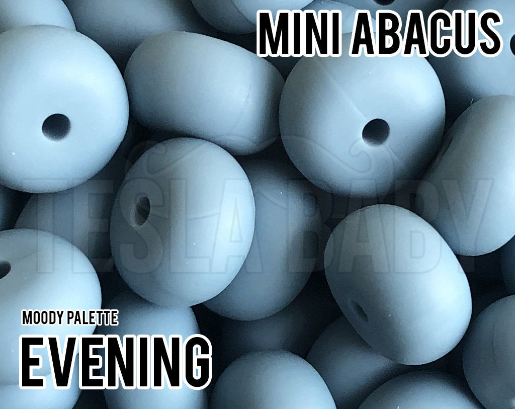 Mini Abacus Evening Silicone Beads - Moody Palette - 5-1,000 (aka muted blue, dusty blue, greyish blue) Bulk Silicone Beads Wholesale