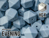 Silicone Beads, 17 mm Hexagon Evening Silicone Beads - Moody Palette - 5-1,000 (aka muted blue, dusty blue, greyish blue) Bulk Wholesale